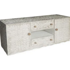 Buffet avec moulures PORTO Bois Blanc et Or