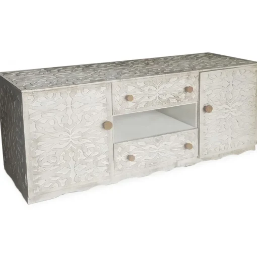 Buffet avec moulures PORTO Bois Blanc et Or