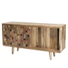 Buffet bois Manguier 160x45cm 2 portes coulissantes 1 étagère Jodhpur