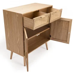 Buffet couleur naturel 2 tiroirs cannage 2 portes - RODRIGO