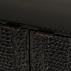 Buffet en bois massif de manguier avec 4 portes sculptées et pieds en métal GLORIA noir