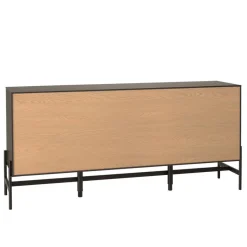 Buffet marron et noir 3 tiroirs 2 portes Pin pieds métal noir