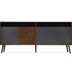 Buffet moderne avec portes battantes Jarvis Bois foncé et Gris