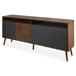 Buffet moderne avec portes battantes Jarvis Bois foncé et Gris