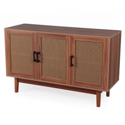 Buffet moderne Poetis 3 portes avec cannage Rotin et Bois