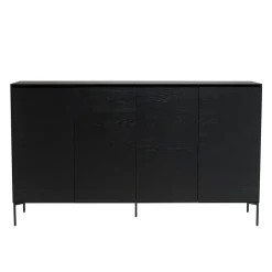Buffet noir 4 portes 6 étagères pieds métal noir MAXENDRE