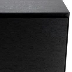 Buffet noir 4 portes 6 étagères pieds métal noir MAXENDRE