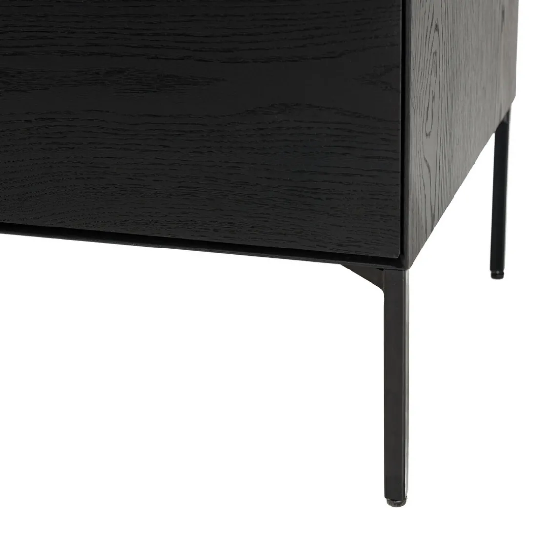 Buffet noir 4 portes 6 étagères pieds métal noir MAXENDRE