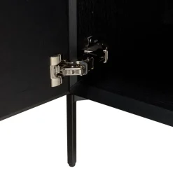 Buffet noir 2 portes 3 étagères pieds métal noir MAXENDRE