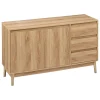 Buffet placard 3 tiroirs effet chêne naturel