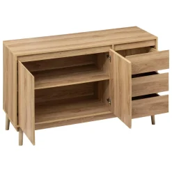Buffet placard 3 tiroirs effet chêne naturel