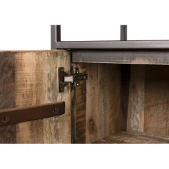Buffet SIXTINE 3 Portes Et 1 Étagère Bois Teck Recyclé Acacia Mahogany Et Métal