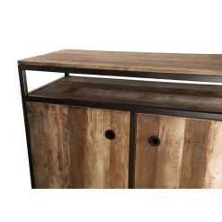 Buffet SIXTINE 2 Portes Et 1 Étagère Bois Teck Recyclé Acacia Mahogany Et Métal