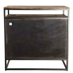 Buffet SIXTINE 2 Portes Et 1 Étagère Bois Teck Recyclé Acacia Mahogany Et Métal