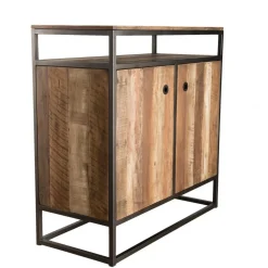 Buffet SIXTINE 2 Portes Et 1 Étagère Bois Teck Recyclé Acacia Mahogany Et Métal