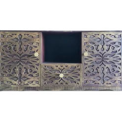 Buffet style oriental avec moulures Portofino Bois Marron et Or