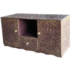 Buffet style oriental avec moulures Portofino Bois Marron et Or