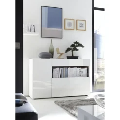 Buffet une porte, 1 tiroir, 1 abattant NICE blanc