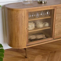 Buffet YSEULT 2 portes coulIssante en verre 3 tiroirs