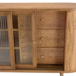 Buffet YSEULT 2 portes coulIssante en verre 3 tiroirs