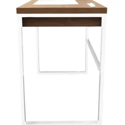 Bureau à 2 Tiroirs en Bois Marron et Métal Blanc LUCIUS