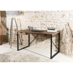 Bureau 2 tiroirs bois et métal - NASAI