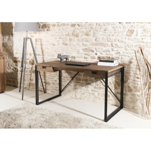 Bureau 2 tiroirs bois et métal - NASAI