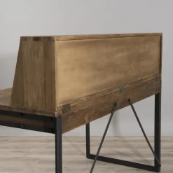 Bureau 2 tiroirs bois et métal avec étagères - NASAI