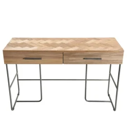 Bureau 2 tiroirs en bois et pieds métal
