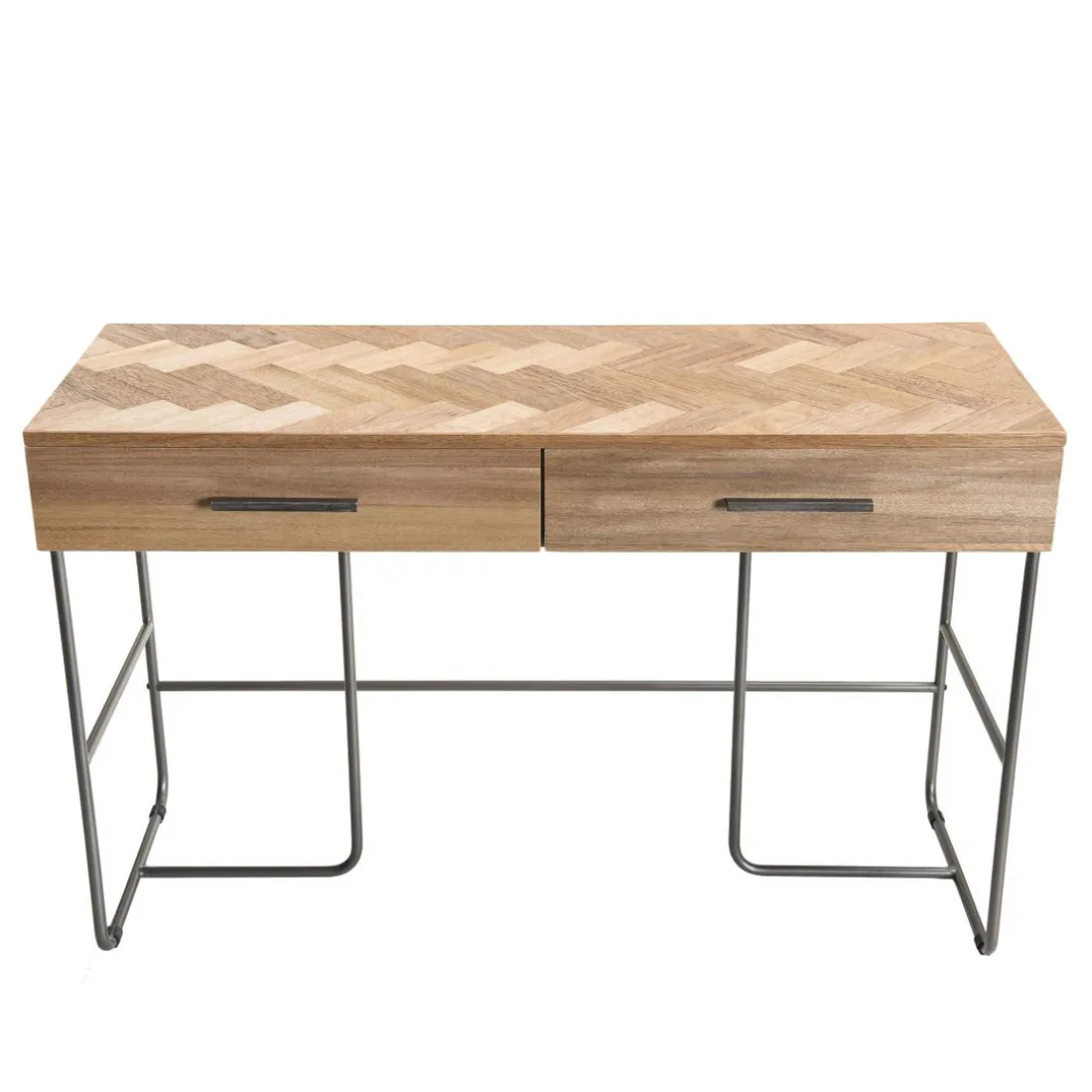Bureau 2 tiroirs en bois et pieds métal