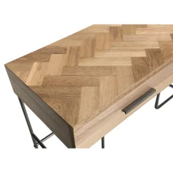 Bureau 2 tiroirs en bois et pieds métal