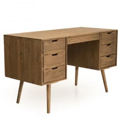 Bureau ANDY Scandi Bois 6 Tiroirs Sapin