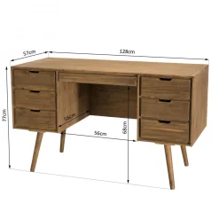 Bureau ANDY Scandi Bois 6 Tiroirs Sapin