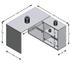 Bureau angulaire réversible VALLEY