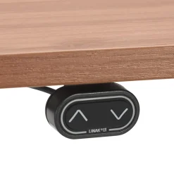 Bureau assis debout électrique 'TRONIK' blanc avec plateau en bois finition Noyer