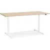 Bureau assis debout électrique 'TRONIK' blanc avec plateau en bois finition naturelle