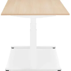 Bureau assis debout électrique 'TRONIK' blanc avec plateau en bois finition naturelle