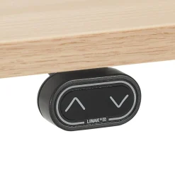 Bureau assis debout électrique 'TRONIK' blanc avec plateau en bois finition naturelle