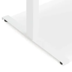 Bureau assis-debout électrique 'BIONIK'avec plateau en bois finition Noyer et pied en métal blanc