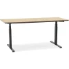 Bureau assis-debout électrique 'BIONIK'avec plateau en bois finition naturelle et pied en métal noir