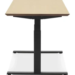 Bureau assis-debout électrique 'BIONIK'avec plateau en bois finition naturelle et pied en métal noir
