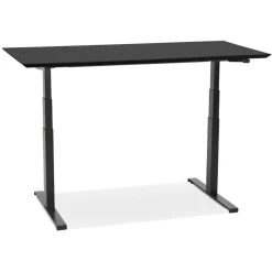 Bureau assis-debout électrique 'BIONIK'avec plateau en bois et métal noir