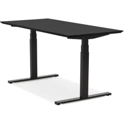 Bureau assis-debout électrique 'BIONIK'avec plateau en bois et métal noir