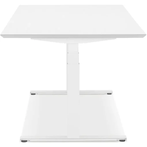 Bureau assis-debout électrique 'BIONIK'avec plateau en bois et métal blanc