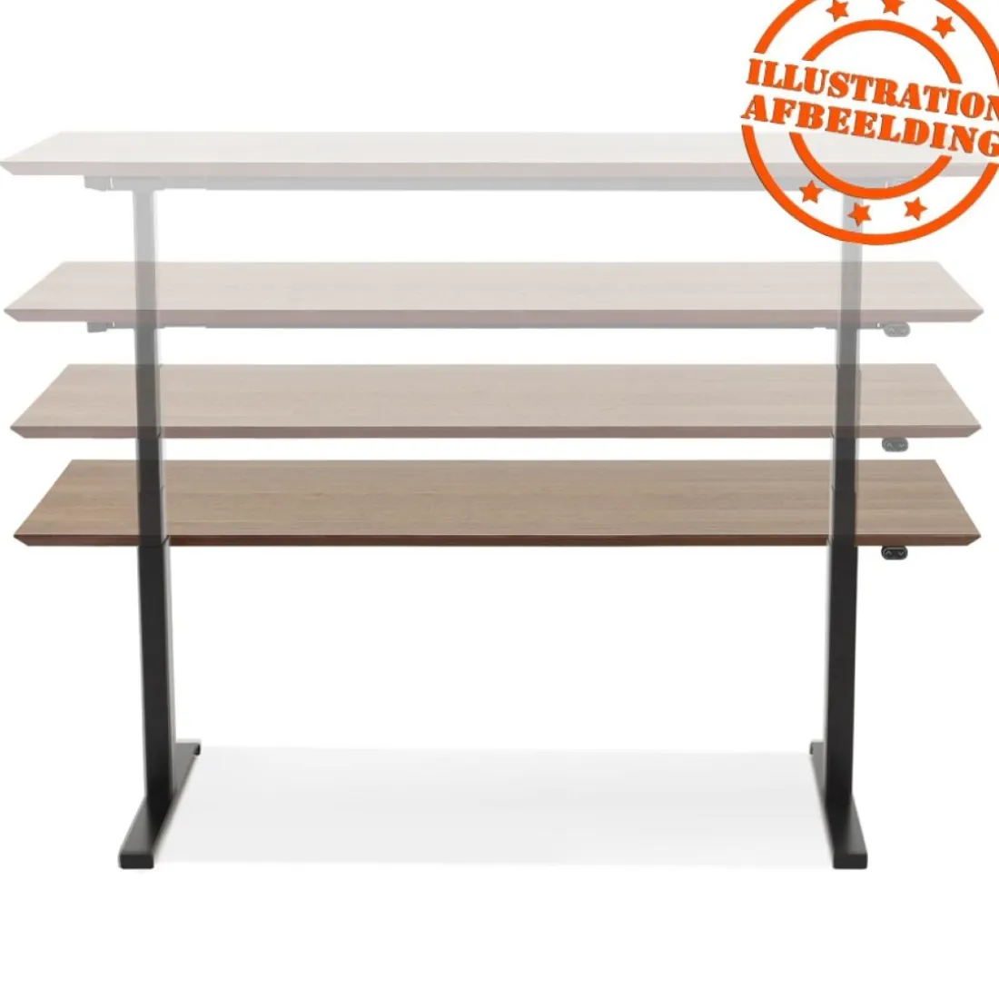 Bureau assis-debout électrique avec plateau en bois et métal noir