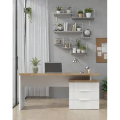 Bureau avec 3 tiroirs poigné en métal EASY