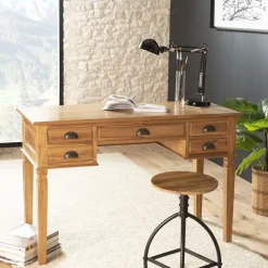 Bureau AYAN 5 Tiroirs Bois Teck