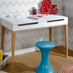Bureau blanc 2 tiroirs