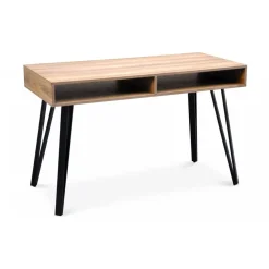 Bureau Chêne Foncé et Piètement métal Noir NATASHA