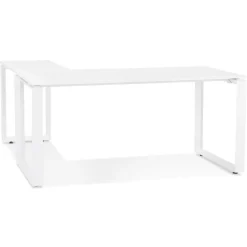Bureau d'angle design 'BAKUS' en bois et métal blanc